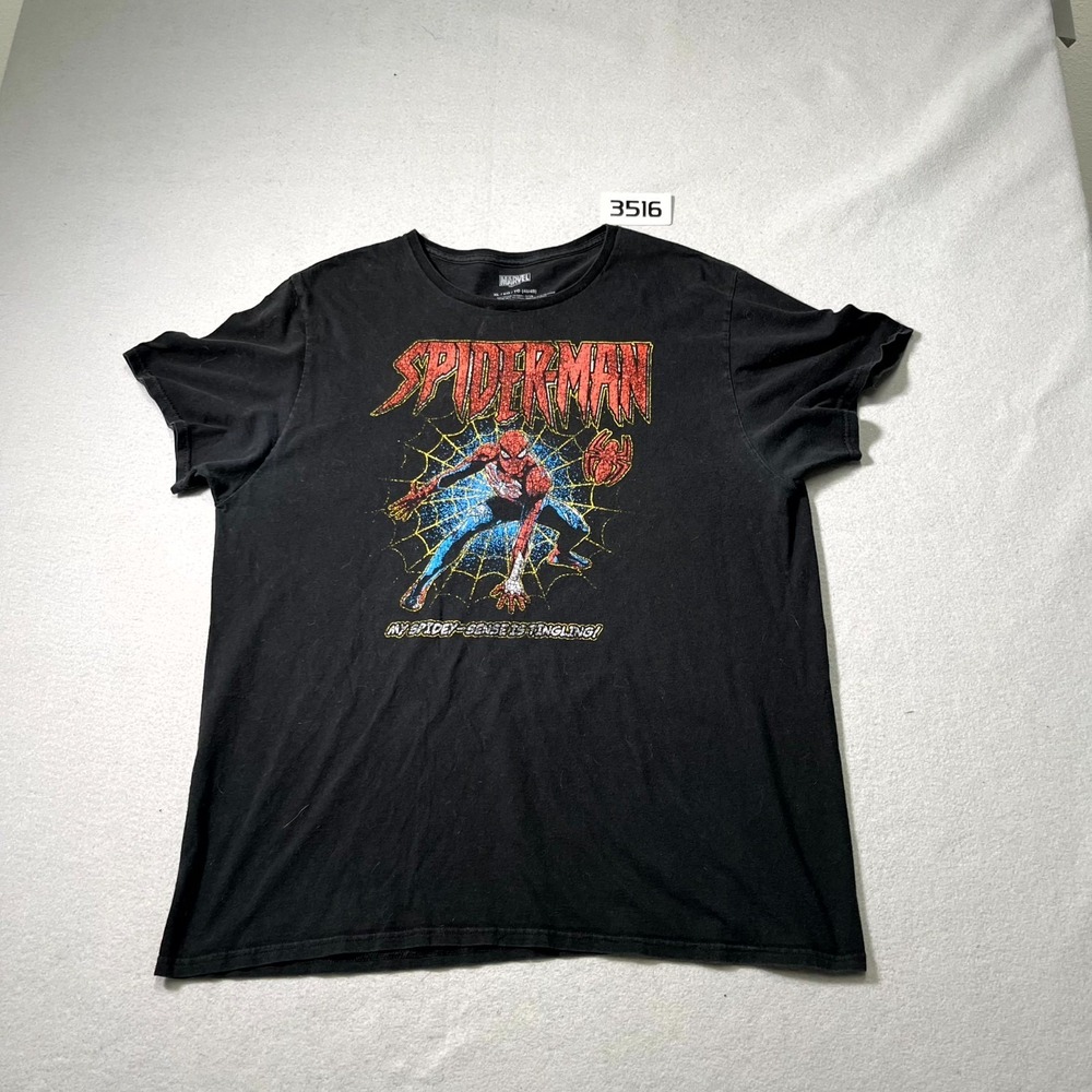 Marvel T Shirt Mens XL Black My Spidey-Sense Is Tingling Graphic Cotton Pullover